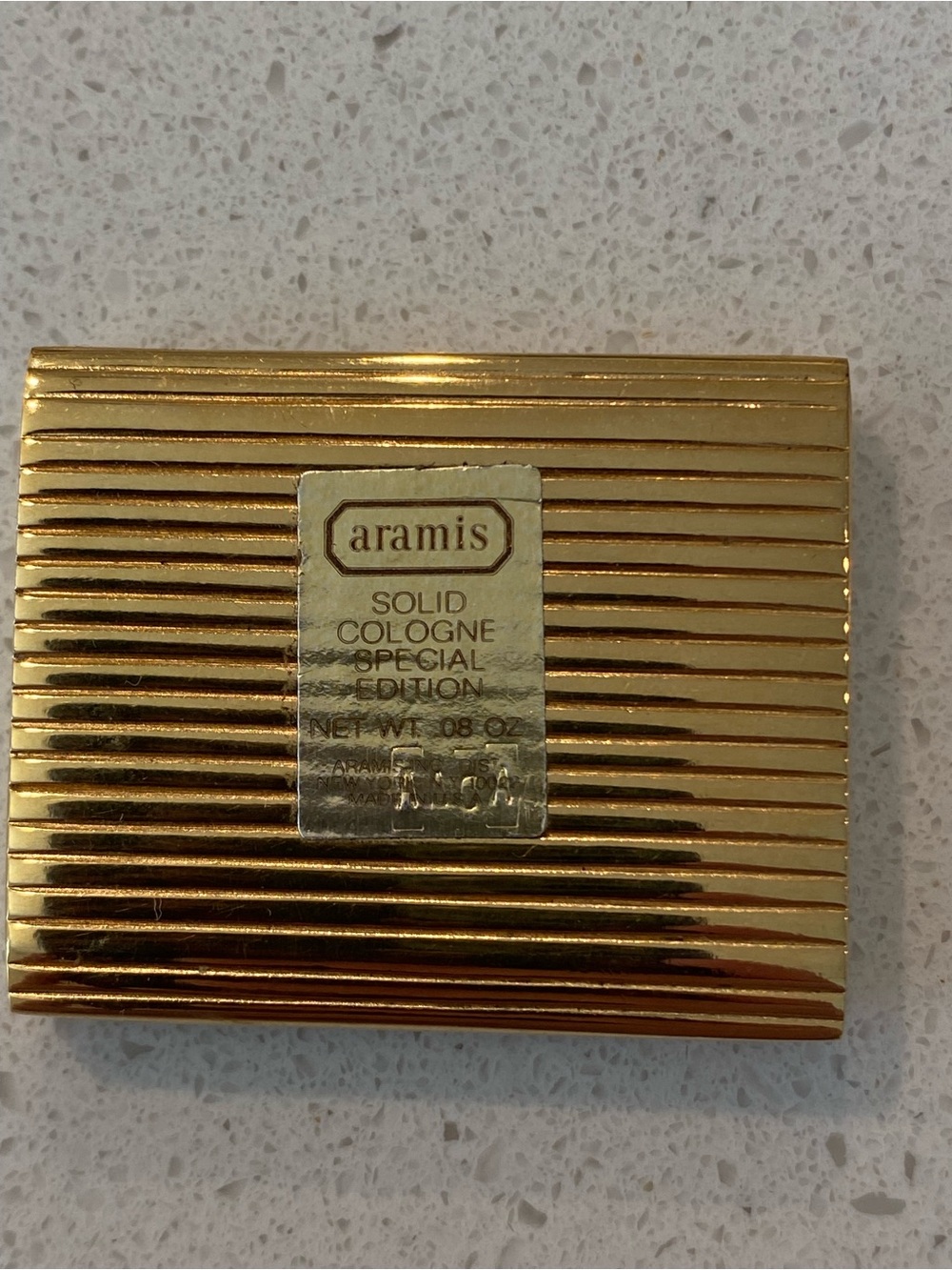 Aramis Gold Striped Solid Cologne Compact, 24K GOLD electroplated striated
